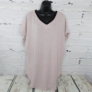 iGenJun Relaxed Waffle Textured Tunic Top